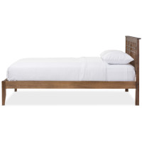 Baxton Studio SW8028-Walnut-M17-Full Loafey Modern Solid Wood Window-Pane Style Full Size Platform Bed